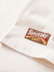 Superdry Cream 100% Cotton Retro Flock Relaxed T-Shirt - Image 6 of 7