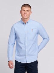 U.S. Polo Assn. Blue Light Mens 100% Cotton Peached Oxford Shirt - Image 1 of 4