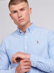 U.S. Polo Assn. Blue Light Mens 100% Cotton Peached Oxford Shirt - Image 4 of 4