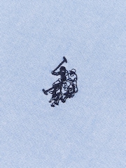 أزرق فاتح - U.S. Polo Assn. قميص أكسفورد رجالي من القطن 100% - صورة 9 من 10