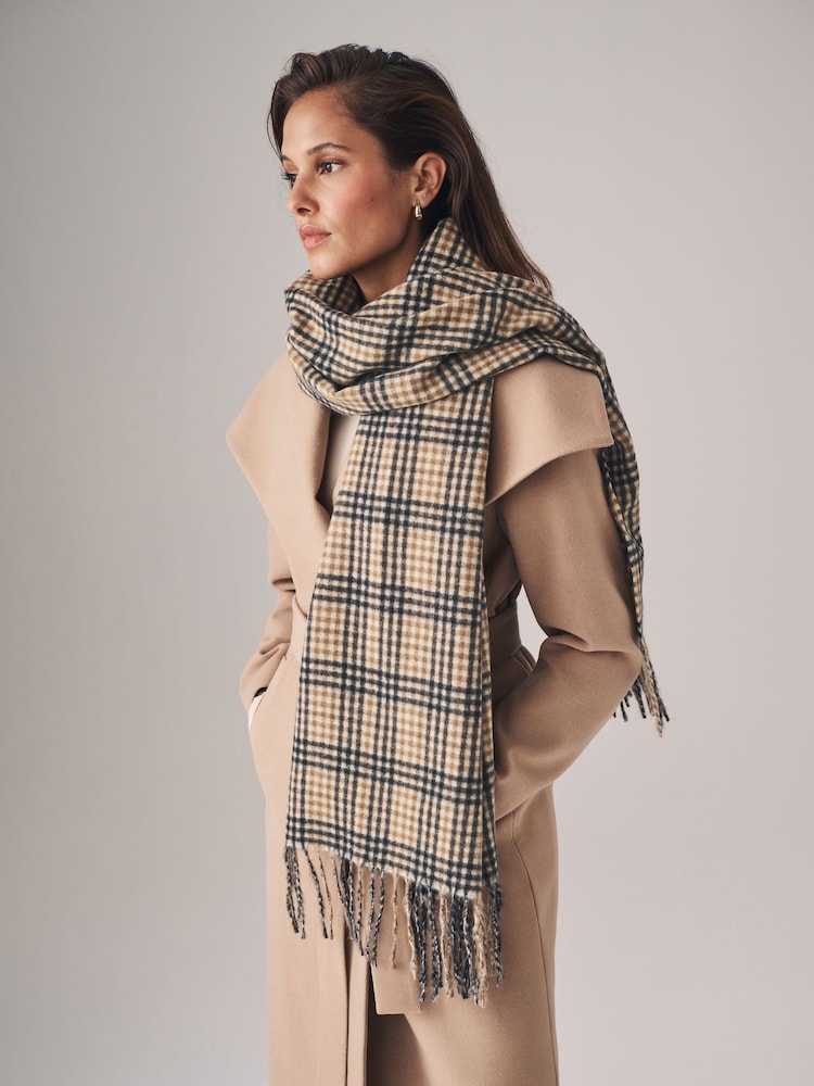The Set Check/Brown 2 Pack Midweight Scarf - Image 3 of 3