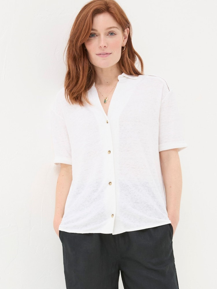 FatFace White Linen Shirt - Image 1 of 5