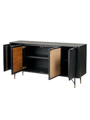 Pacific Black Fiji Acacia Wood and Rattan 4 Door Sideboard - Image 3 of 6