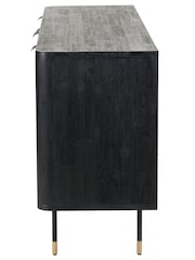 Pacific Black Fiji Acacia Wood and Rattan 4 Door Sideboard - Image 4 of 6