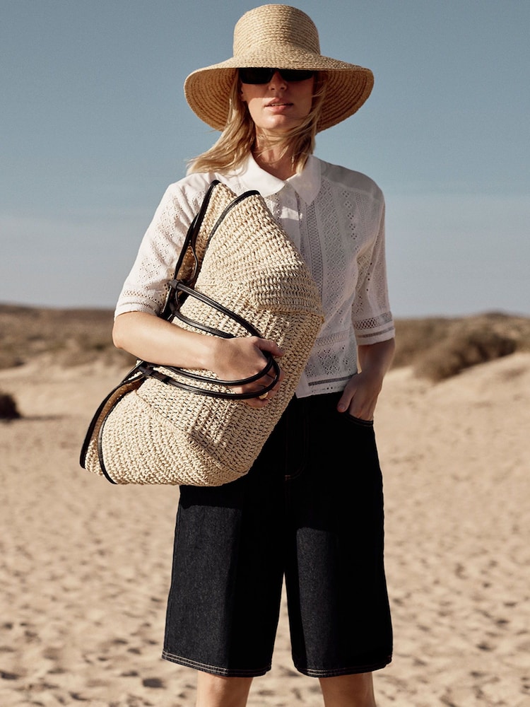Whistles Nude Straw Zoelle Tote Bag - Image 2 of 8 Whistles Nude Straw Zoelle Tote Bag - Image 2 of 8