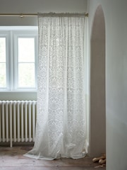 Shabby Chic by Rachel Ashwell® White Slot Header Damask Voile Curtains - Image 1 of 3