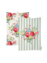 Cath Kidston Green Feels Like Home 4 Pack Tea 100% Cotton Towels Set - Image 1 of 2