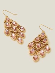 Accessorize Pink Gem Long Drop Earrings - Image 1 of 3