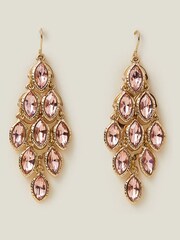 Accessorize Pink Gem Long Drop Earrings - Image 2 of 3