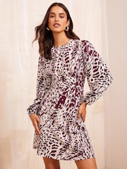 Friends Like These Red Ruffle Sleeve Mini Fit and Flare Long Sleeve Dress - Image 1 of 4
