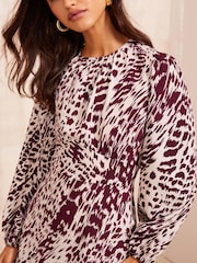 Friends Like These Red Ruffle Sleeve Mini Fit and Flare Long Sleeve Dress - Image 2 of 4
