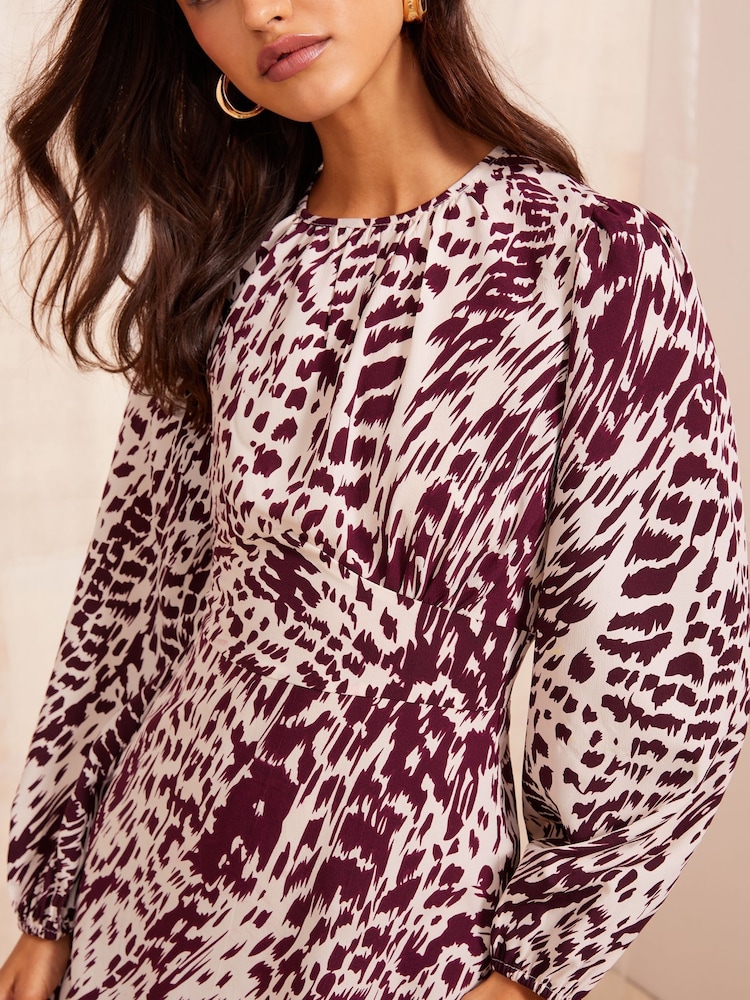 Friends Like These Red Ruffle Sleeve Mini Fit and Flare Long Sleeve Dress - Image 2 of 4