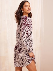 Friends Like These Red Ruffle Sleeve Mini Fit and Flare Long Sleeve Dress - Image 4 of 4