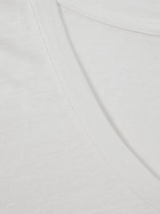 Reiss White Lottie Marled Linen V Neck T-Shirt - Image 6 of 6