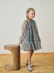 Animal Mesh Long Sleeve Dress (3-16yrs) - Image 2 of 4