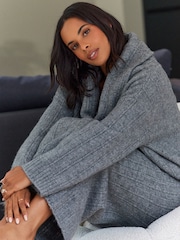 Grey Charcoal Co-ord Bardot Off Shoulder Soft Touch Knitted Jumper - Image 5 of 9
