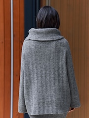 Grey Charcoal Co-ord Bardot Off Shoulder Soft Touch Knitted Jumper - Image 6 of 9