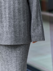 Grey Charcoal Co-ord Bardot Off Shoulder Soft Touch Knitted Jumper - Image 7 of 9