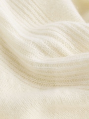 White Ecru 100% Wool Premium High Roll Neck Knitted Jumper - Image 6 of 6