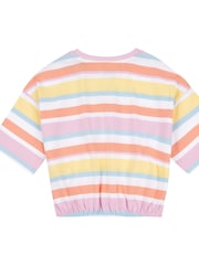 Lee Pink Girls 100% Cotton Elasticated Hem Stripe T-Shirt - Image 7 of 8