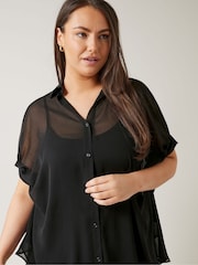 Evans Curve Sheer Batwing Black Blouse - Image 4 of 5