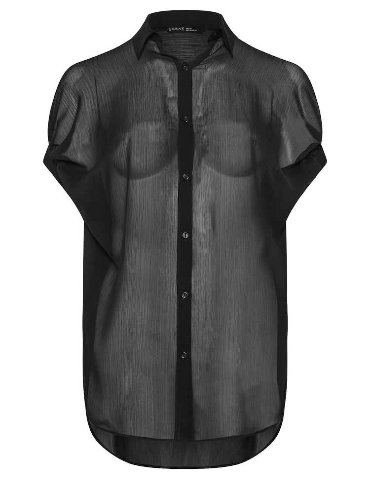 Evans Curve Sheer Batwing Black Blouse - Image 5 of 5