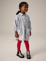 Grey Cherry 100% Cotton Shirt Dress And Tights Set (3mths-8yrs) - Image 2 of 12