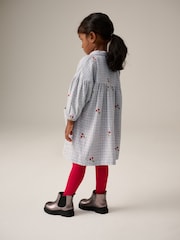 Grey Cherry 100% Cotton Shirt Dress And Tights Set (3mths-8yrs) - Image 3 of 12