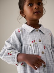 Grey Cherry 100% Cotton Shirt Dress And Tights Set (3mths-8yrs) - Image 5 of 12