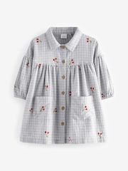 Grey Cherry 100% Cotton Shirt Dress And Tights Set (3mths-8yrs) - Image 7 of 12