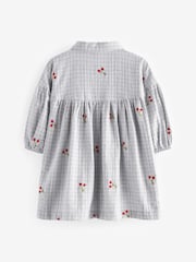 Grey Cherry 100% Cotton Shirt Dress And Tights Set (3mths-8yrs) - Image 8 of 12