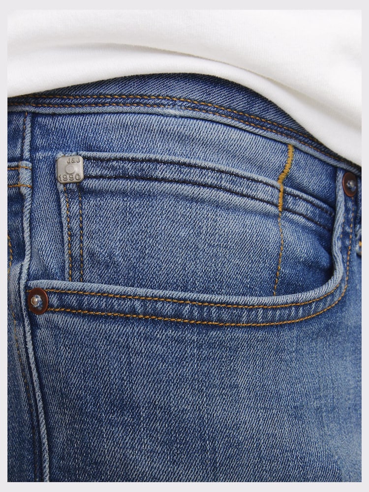 JACK & JONES Blue Slim Fit Rolled Hem Denim Shorts - Image 4 of 6