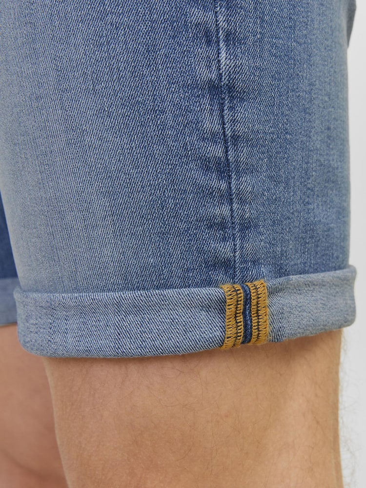 JACK & JONES Blue Slim Fit Rolled Hem Denim Shorts - Image 5 of 6
