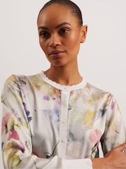 Ted Baker Haylou Scallop Trim High Neck Woven Front Cardigan - Bild 3 von 6