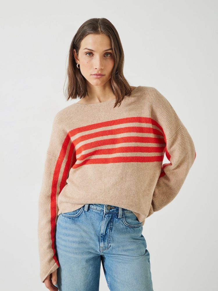 Hush Natural Evan Striped Knitted Jumper - Image 1 of 5 Hush Natural Evan Striped Knitted Jumper - Image 1 of 5