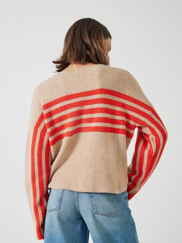 Hush Natural Evan Striped Knitted Jumper - Image 2 of 5 Hush Natural Evan Striped Knitted Jumper - Image 2 of 5