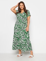 Yours Curve Green Tiered Maxi Dress - Image 1 of 4