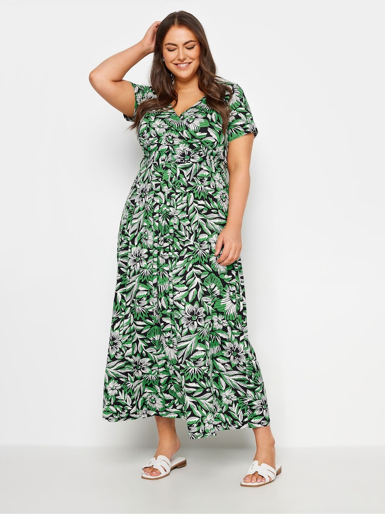 Yours Curve Green Tiered Maxi Dress - Image 1 of 4