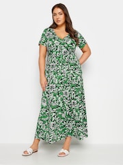 Yours Curve Green Tiered Maxi Dress - Image 3 of 4