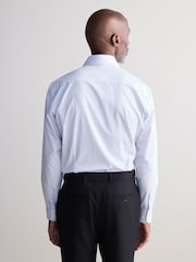 White/Grey Stripe Slim Fit Signature Single Cuff Texture Pima Cotton Shirt With Cutaway Collar - Image 4 of 4