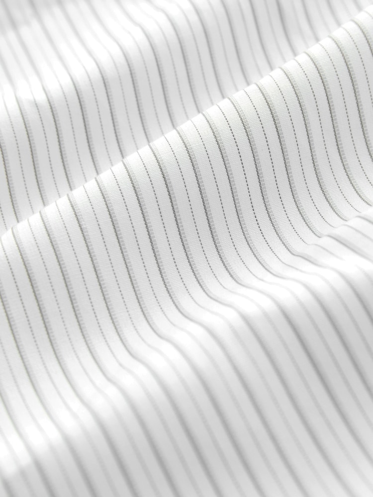 White/Grey Stripe Slim Fit Signature Single Cuff Texture Pima Cotton Shirt With Cutaway Collar - Image 7 of 7