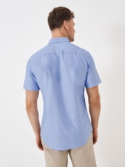 Синий - Crew Clothing Short Sleeve Oxford 100% Cotton Shirt - Изображение 2 из 5