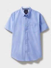 Синий - Crew Clothing Short Sleeve Oxford 100% Cotton Shirt - Изображение 5 из 5