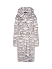 Loungeable Grey Cloud Flannel Fleece Hooded Dressing Gown - Image 4 of 5