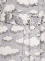 Loungeable Grey Cloud Flannel Fleece Hooded Dressing Gown - Image 5 of 5