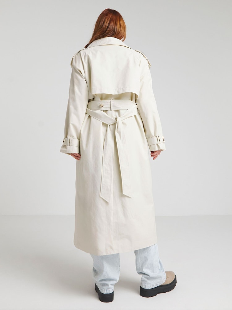 Simply Be Cream Premium Maxi Trench Coat - Image 2 of 4