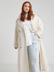 Simply Be Cream Premium Maxi Trench Coat - Image 3 of 4