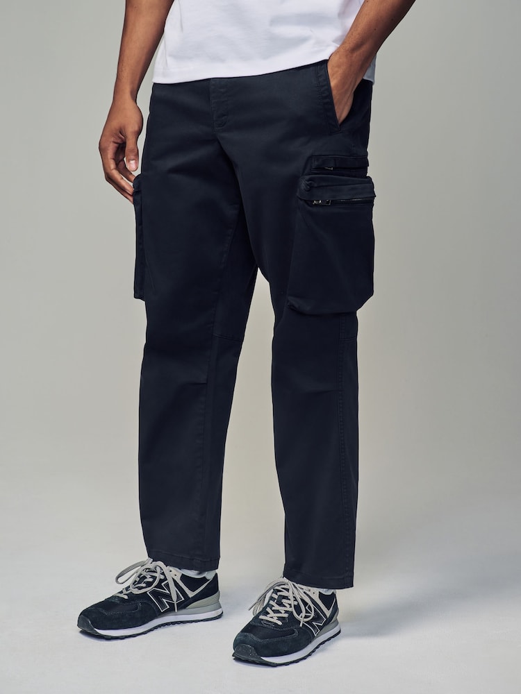 Black Regular Fit Soft Touch Utility Cargo Trousers - Image 1 of 11