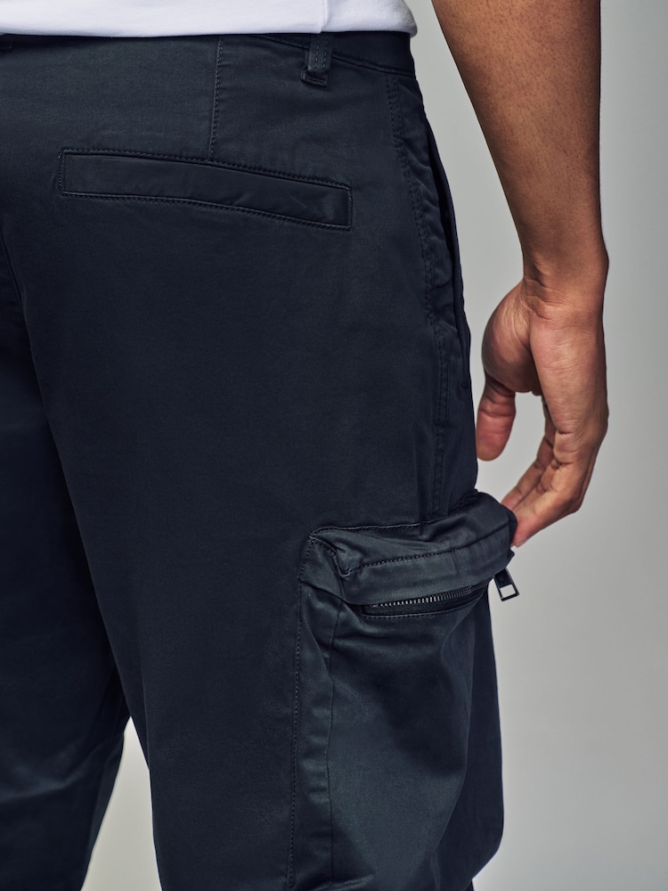 Black Regular Fit Soft Touch Utility Cargo Trousers - Image 6 of 11