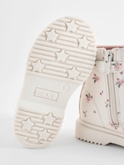 Neutral White Standard Fit (F) Floral Lace Up Ankle Boots - Image 5 of 6